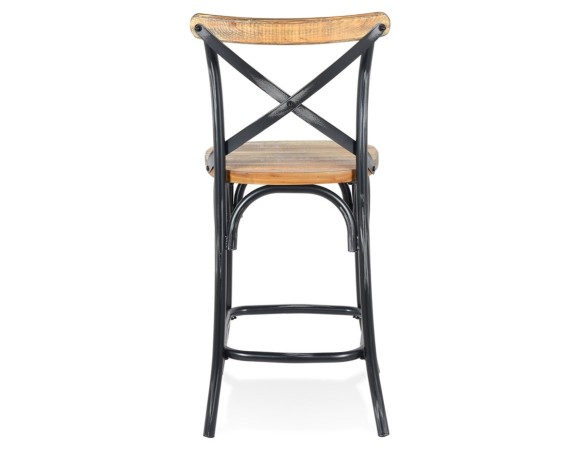 Tabouret snack mi-hauteur COTTAGE MINI en bois finition Noyer effet vieilli noir