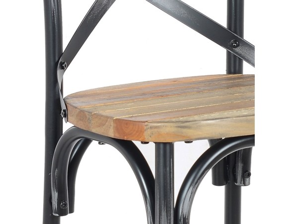 Tabouret snack mi-hauteur COTTAGE MINI en bois finition Noyer effet vieilli noir
