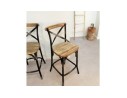 Tabouret snack mi-hauteur COTTAGE MINI en bois finition Noyer effet vieilli noir