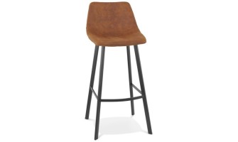 BS05350BR 5404028315248 Tabouret de bar FUJI en microfibre brune avec pied en métal noir