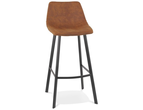 BS05350BR 5404028315248 Tabouret de bar FUJI en microfibre brune avec pied en métal noir
