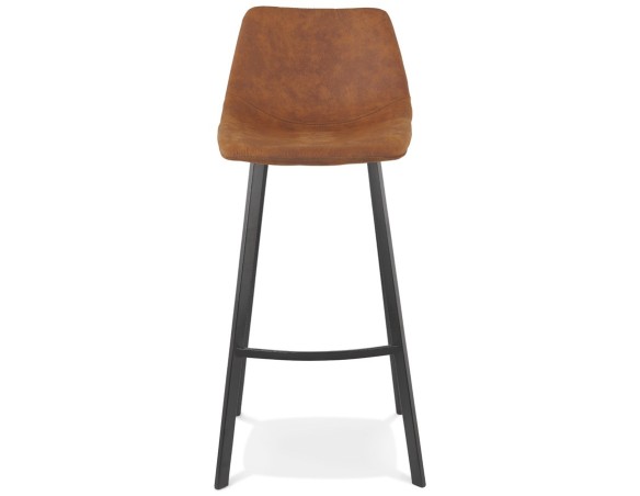 Tabouret de bar FUJI en microfibre brune avec pied en métal noir