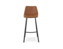 Tabouret de bar FUJI en microfibre brune avec pied en métal noir