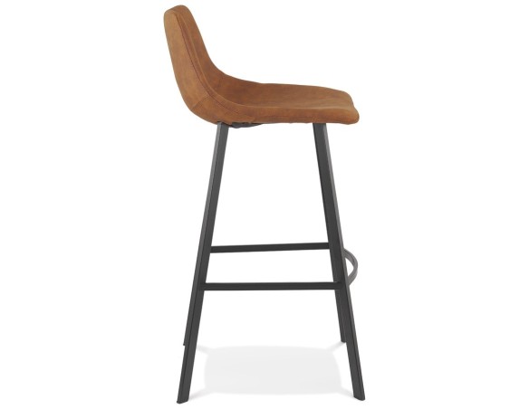 Tabouret de bar FUJI en microfibre brune avec pied en métal noir