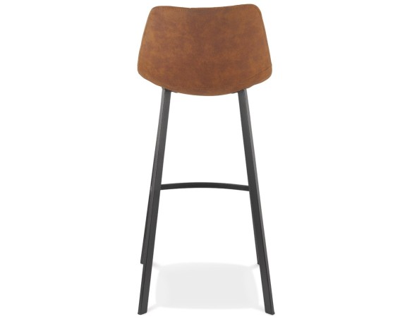 Tabouret de bar FUJI en microfibre brune avec pied en métal noir