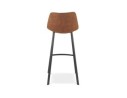 Tabouret de bar FUJI en microfibre brune avec pied en métal noir