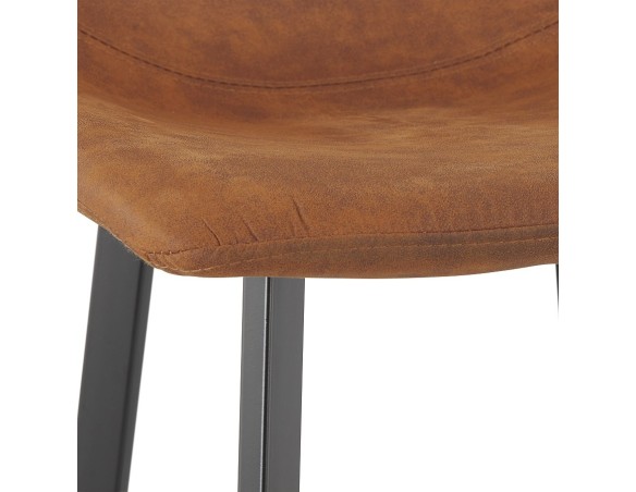 Tabouret de bar FUJI en microfibre brune avec pied en métal noir