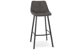BS05360DG 5404028315262 Tabouret de bar FUJI en microfibre gris foncé avec pied en métal noir