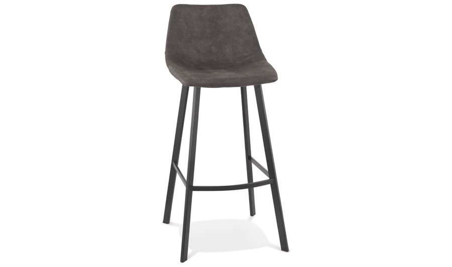 BS05360DG 5404028315262 Tabouret de bar FUJI en microfibre gris foncé avec pied en métal noir