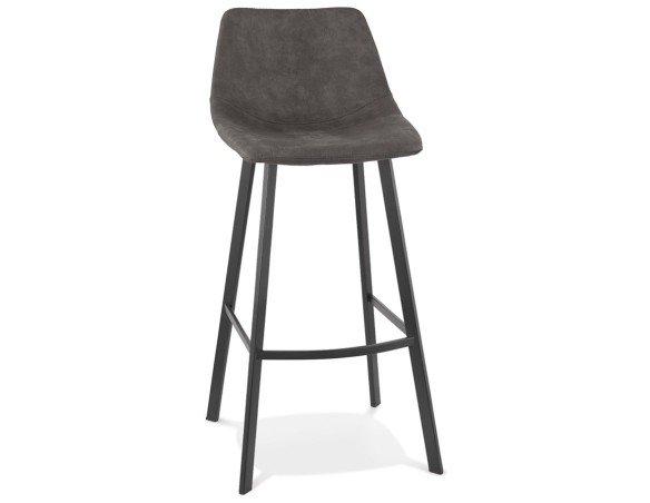BS05360DG 5404028315262 Tabouret de bar FUJI en microfibre gris foncé avec pied en métal noir