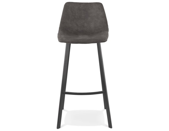 Tabouret de bar FUJI en microfibre gris foncé avec pied en métal noir
