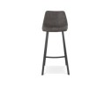 Tabouret de bar FUJI en microfibre gris foncé avec pied en métal noir