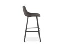 Tabouret de bar FUJI en microfibre gris foncé avec pied en métal noir