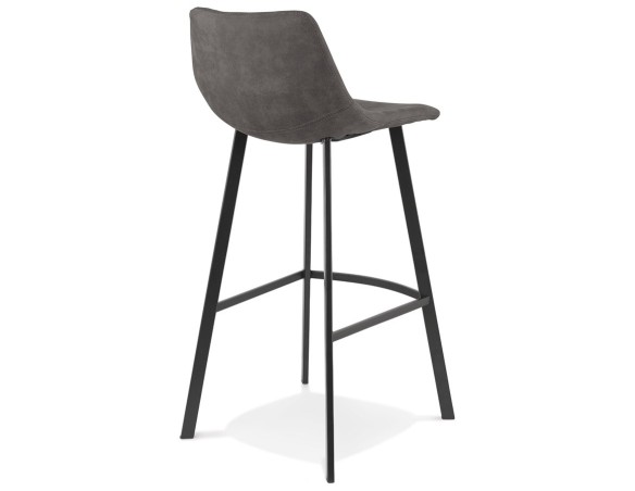 Tabouret de bar FUJI en microfibre gris foncé avec pied en métal noir