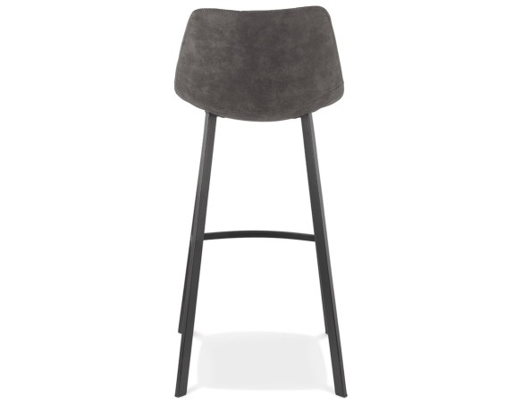 Tabouret de bar FUJI en microfibre gris foncé avec pied en métal noir