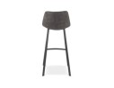Tabouret de bar FUJI en microfibre gris foncé avec pied en métal noir