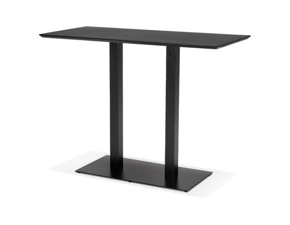 Table haute design ZUMBA BAR noire avec pied en métal noir - 150x70 cm