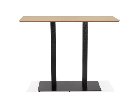 Table haute design ZUMBA BAR en bois finition naturelle avec pied en métal noir - 150x70 cm