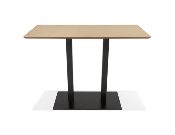 Table haute design ZUMBA BAR en bois finition naturelle avec pied en métal noir - 150x70 cm