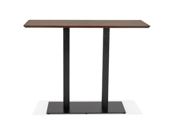 Table haute design ZUMBA BAR en bois finition Noyer avec pied en métal noir - 150x70 cm