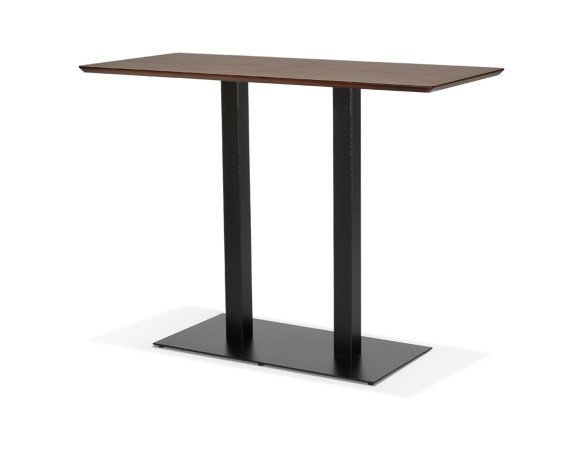 Table haute design ZUMBA BAR en bois finition Noyer avec pied en métal noir - 150x70 cm
