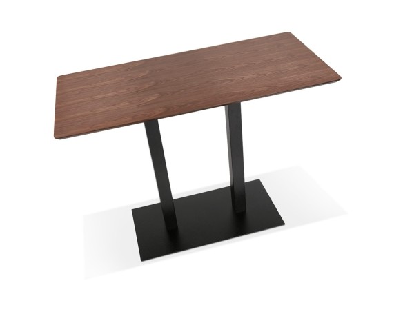 Table haute design ZUMBA BAR en bois finition Noyer avec pied en métal noir - 150x70 cm