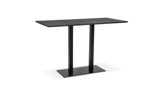 BT00620BL 5420072092300 Table haute design ZUMBA BAR noire avec pied en métal noir - 180x90 cm