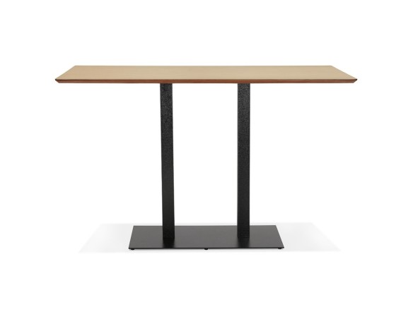 Table haute design ZUMBA BAR en bois finition naturelle avec pied en métal noir - 180x90 cm