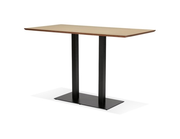 Table haute design ZUMBA BAR en bois finition naturelle avec pied en métal noir - 180x90 cm