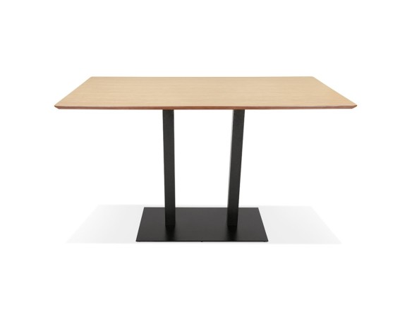 Table haute design ZUMBA BAR en bois finition naturelle avec pied en métal noir - 180x90 cm