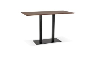 BT00640WA 5420072092348 Table haute design ZUMBA BAR en bois finition Noyer avec pied en métal noir - 180x90 cm