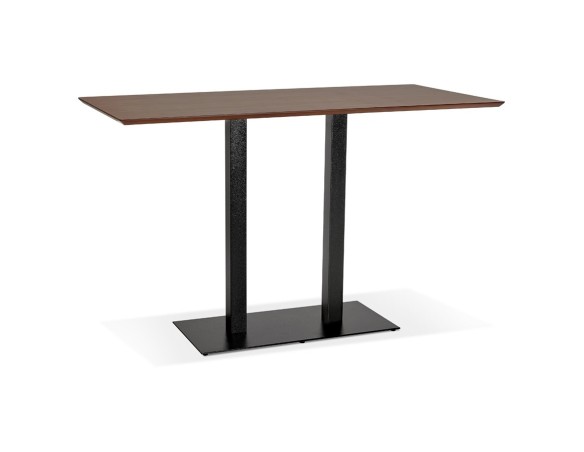 BT00640WA 5420072092348 Table haute design ZUMBA BAR en bois finition Noyer avec pied en métal noir - 180x90 cm