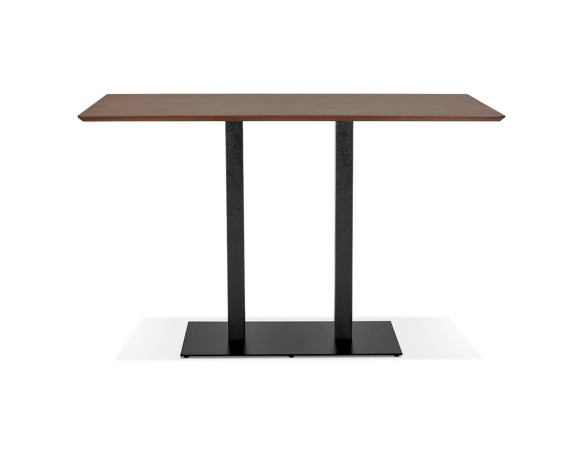Table haute design ZUMBA BAR en bois finition Noyer avec pied en métal noir - 180x90 cm