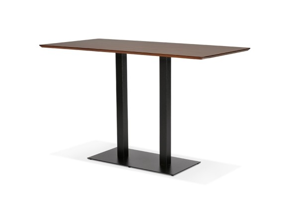 Table haute design ZUMBA BAR en bois finition Noyer avec pied en métal noir - 180x90 cm