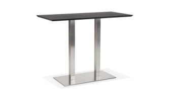 BT00660BL 5420072092386 Table haute design MAMBO BAR noire avec pied en métal brossé - 150x70 cm