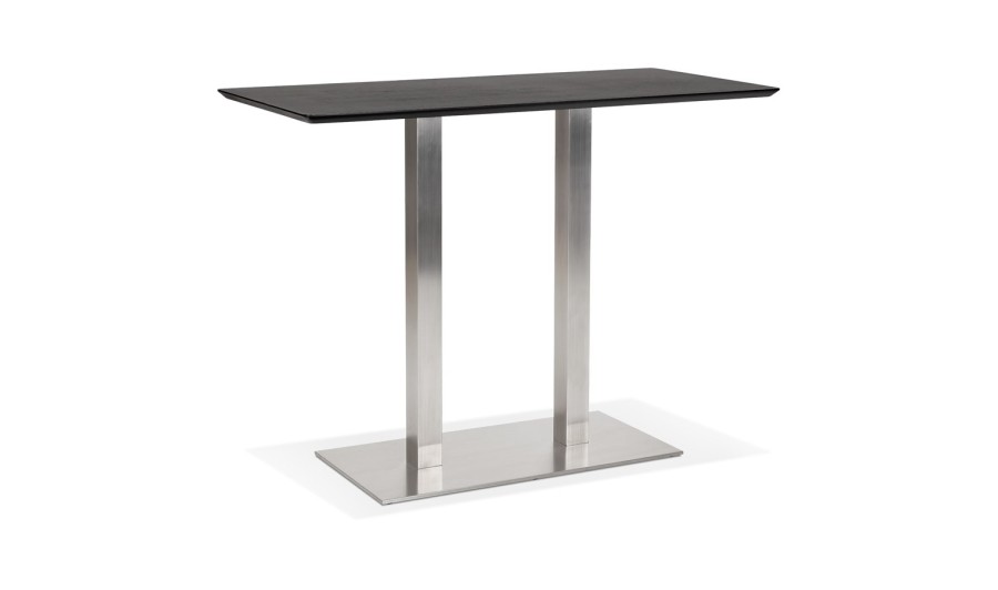 BT00660BL 5420072092386 Table haute design MAMBO BAR noire avec pied en métal brossé - 150x70 cm