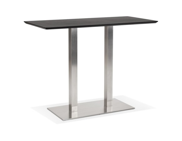BT00660BL 5420072092386 Table haute design MAMBO BAR noire avec pied en métal brossé - 150x70 cm