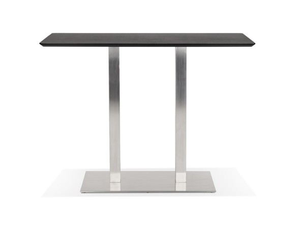 Table haute design MAMBO BAR noire avec pied en métal brossé - 150x70 cm