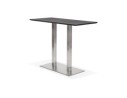 Table haute design MAMBO BAR noire avec pied en métal brossé - 150x70 cm