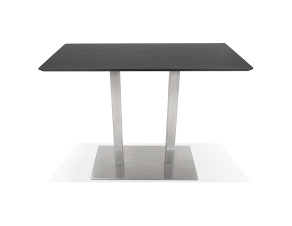 Table haute design MAMBO BAR noire avec pied en métal brossé - 150x70 cm
