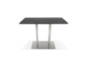 Table haute design MAMBO BAR noire avec pied en métal brossé - 150x70 cm