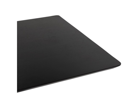 Table haute design MAMBO BAR noire avec pied en métal brossé - 150x70 cm
