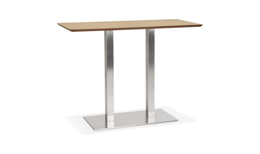 BT00670NA 5420072092409 Table haute design MAMBO BAR en bois finition naturelle avec pied en métal brossé - 150x70 cm