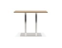 Table haute design MAMBO BAR en bois finition naturelle avec pied en métal brossé - 150x70 cm
