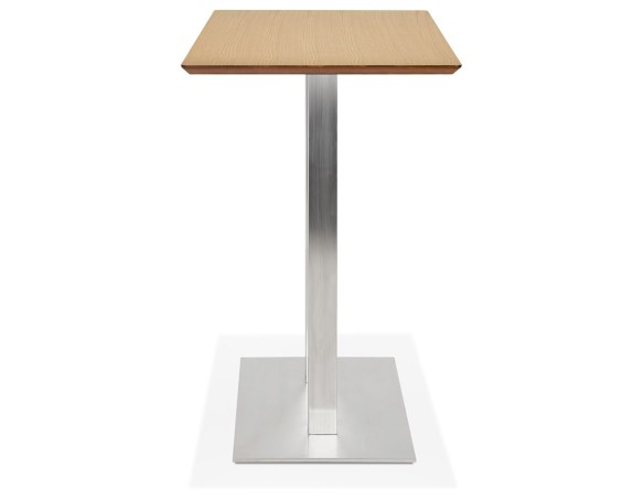 Table haute design MAMBO BAR en bois finition naturelle avec pied en métal brossé - 150x70 cm