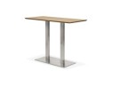 Table haute design MAMBO BAR en bois finition naturelle avec pied en métal brossé - 150x70 cm