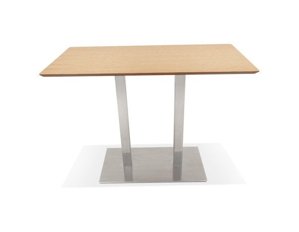 Table haute design MAMBO BAR en bois finition naturelle avec pied en métal brossé - 150x70 cm