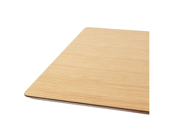 Table haute design MAMBO BAR en bois finition naturelle avec pied en métal brossé - 150x70 cm