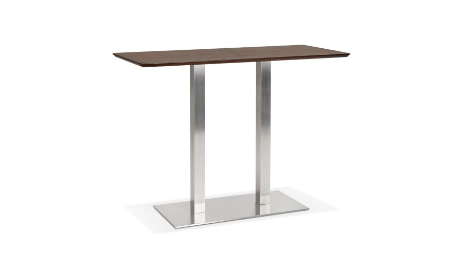 BT00680WA 5420072092423 Table haute design MAMBO BAR en bois finition Noyer avec pied en métal brossé - 150x70 cm