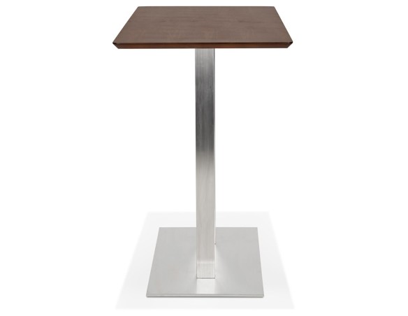 Table haute design MAMBO BAR en bois finition Noyer avec pied en métal brossé - 150x70 cm